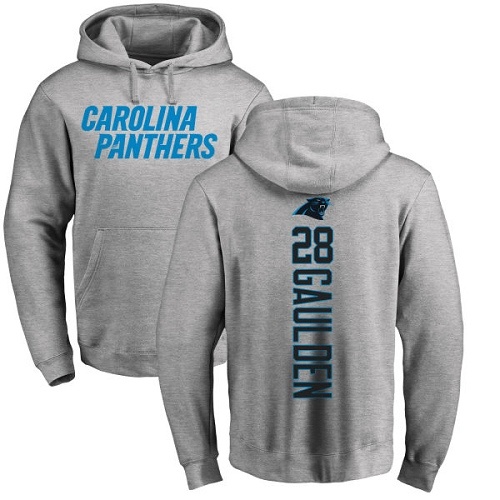 Carolina Panthers Men Ash Rashaan Gaulden Backer NFL Football 28 Pullover Hoodie Sweatshirts